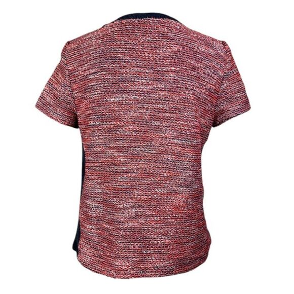 Comptoir Des Cotonniers Red and Navy Tweed Short Sleeve Crewneck Top Size Small - Picture 4 of 10